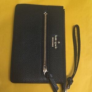 Kate Spade Black Wristlet with Gold Zipper 4 1/2 X 7
